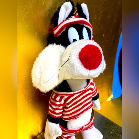WARNER BROS. LOONEY TUNES VTG 1993 SYLVESTER THE CAT PLUSH 24K WEARING PAJAMA’S - Picture 4 of 15